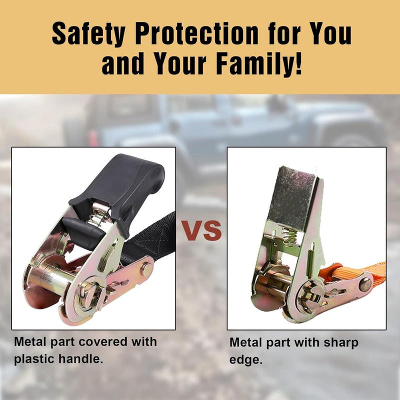 Masterwise Endless Ratchet Strap, Black Ratchet Straps Heavy Duty Tie Down Straps 1 Inch Simple Strap for Motorcycles, Trailer, Kayak, Cargo, Roof Rack (1in x 12ft-4pcs) - Image 3